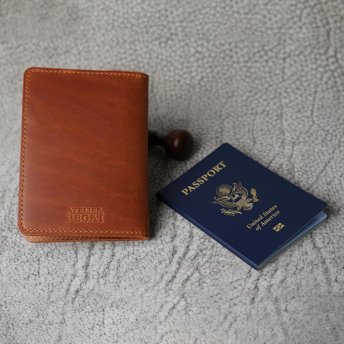 Personalized Leather, Passport Holder For Travel | Handmade Passport Wallet Cover Case | Travel Document Holder, Passport Cover for Men, Women, and Family | Pike (Alpine Whiskey)