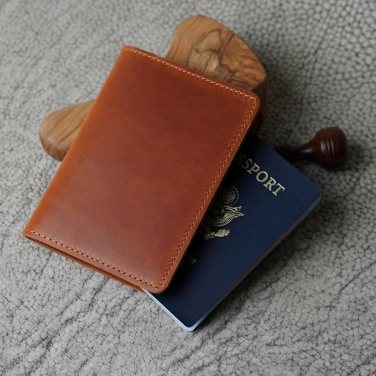 Personalized Leather, Passport Holder For Travel | Handmade Passport Wallet Cover Case | Travel Document Holder, Passport Cover for Men, Women, and Family | Pike (Alpine Whiskey)