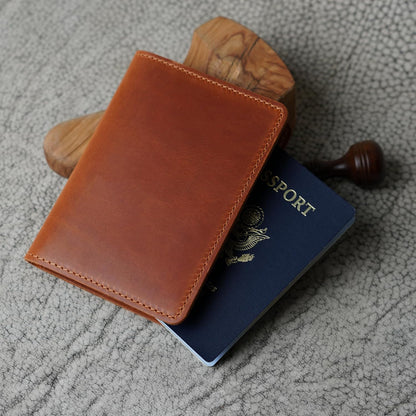 Personalized Leather, Passport Holder For Travel | Handmade Passport Wallet Cover Case | Travel Document Holder, Passport Cover for Men, Women, and Family | Pike (Alpine Whiskey)