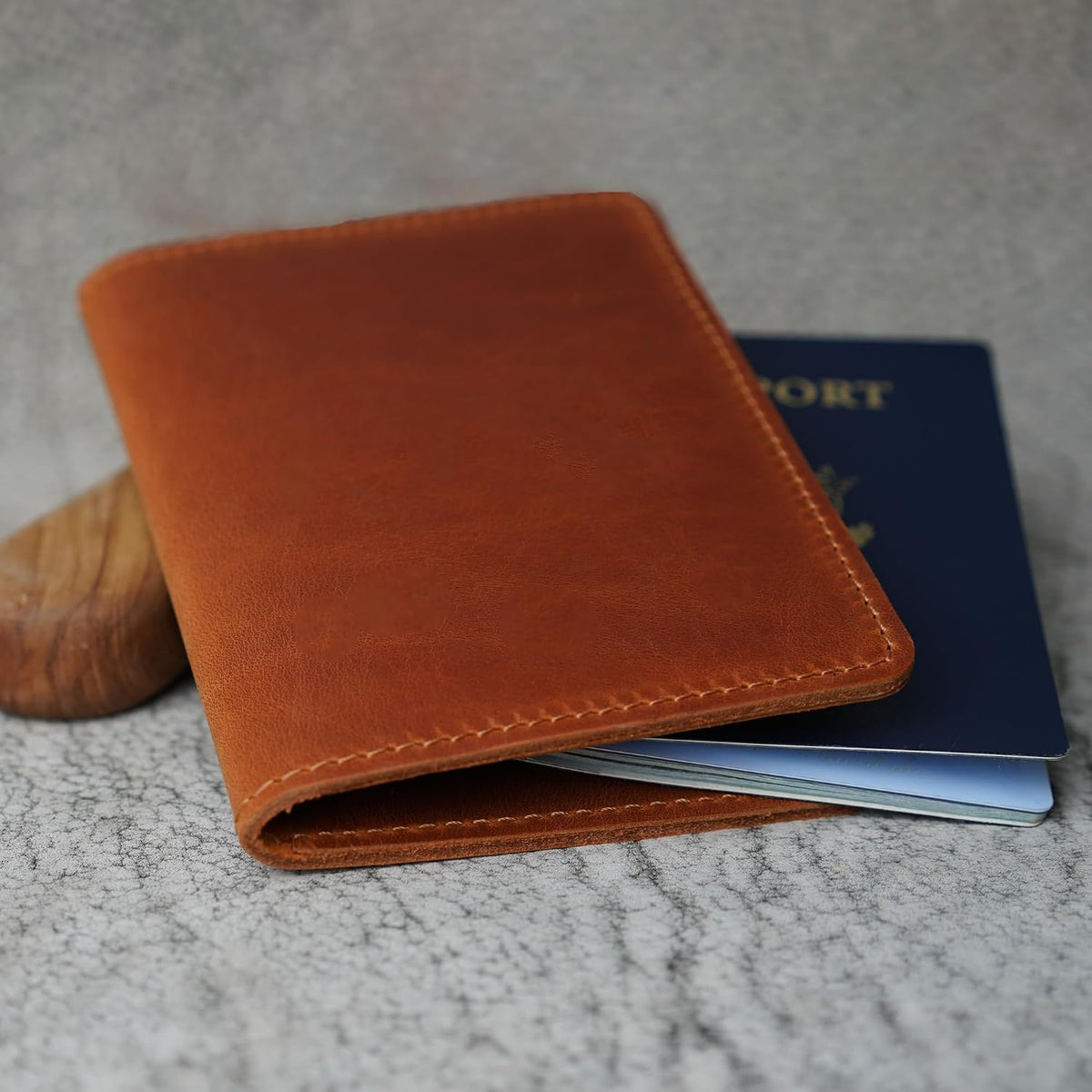 Personalized Leather, Passport Holder For Travel | Handmade Passport Wallet Cover Case | Travel Document Holder, Passport Cover for Men, Women, and Family | Pike (Alpine Whiskey)