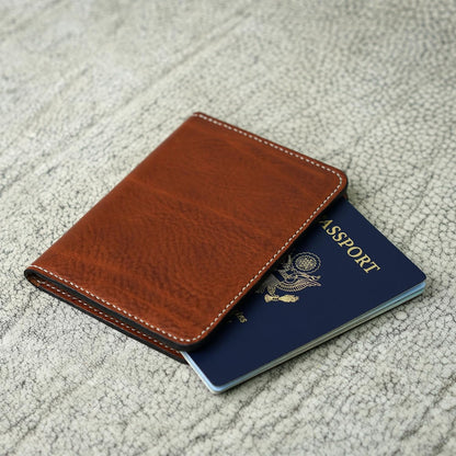 Personalized Leather, Passport Holder For Travel | Handmade Passport Wallet Cover Case | Travel Document Holder, Passport Cover for Men, Women, and Family | Pike (Alpine Whiskey)