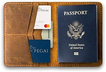 Personalized Leather, Passport Holder For Travel | Handmade Passport Wallet Cover Case | Travel Document Holder, Passport Cover for Men, Women, and Family | Pike (Alpine Whiskey)