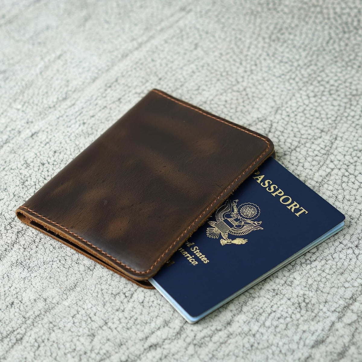 Personalized Leather, Passport Holder For Travel | Handmade Passport Wallet Cover Case | Travel Document Holder, Passport Cover for Men, Women, and Family | Pike (Alpine Whiskey)