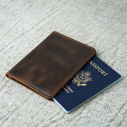 Personalized Leather, Passport Holder For Travel | Handmade Passport Wallet Cover Case | Travel Document Holder, Passport Cover for Men, Women, and Family | Pike (Alpine Whiskey)