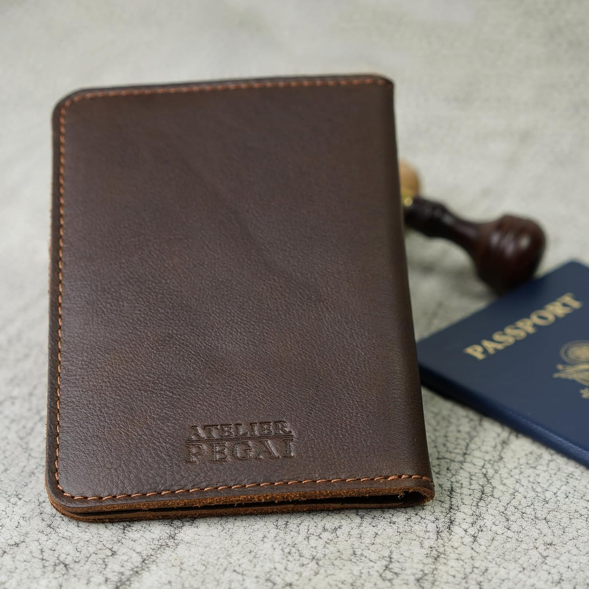 Personalized Leather, Passport Holder For Travel | Handmade Passport Wallet Cover Case | Travel Document Holder, Passport Cover for Men, Women, and Family | Pike (Alpine Whiskey)