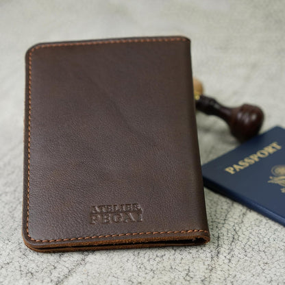 Personalized Leather, Passport Holder For Travel | Handmade Passport Wallet Cover Case | Travel Document Holder, Passport Cover for Men, Women, and Family | Pike (Alpine Whiskey)