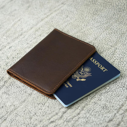 Personalized Leather, Passport Holder For Travel | Handmade Passport Wallet Cover Case | Travel Document Holder, Passport Cover for Men, Women, and Family | Pike (Alpine Whiskey)