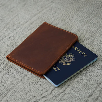 Personalized Leather, Passport Holder For Travel | Handmade Passport Wallet Cover Case | Travel Document Holder, Passport Cover for Men, Women, and Family | Pike (Alpine Whiskey)