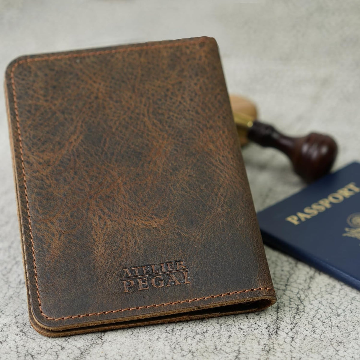 Personalized Leather, Passport Holder For Travel | Handmade Passport Wallet Cover Case | Travel Document Holder, Passport Cover for Men, Women, and Family | Pike (Alpine Whiskey)