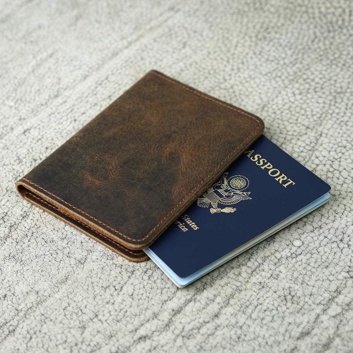 Personalized Leather, Passport Holder For Travel | Handmade Passport Wallet Cover Case | Travel Document Holder, Passport Cover for Men, Women, and Family | Pike (Alpine Whiskey)