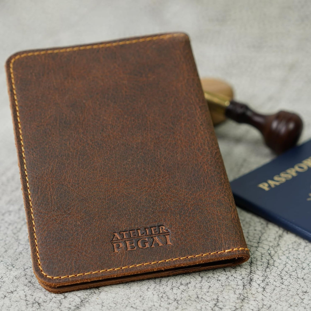 Personalized Leather, Passport Holder For Travel | Handmade Passport Wallet Cover Case | Travel Document Holder, Passport Cover for Men, Women, and Family | Pike (Alpine Whiskey)