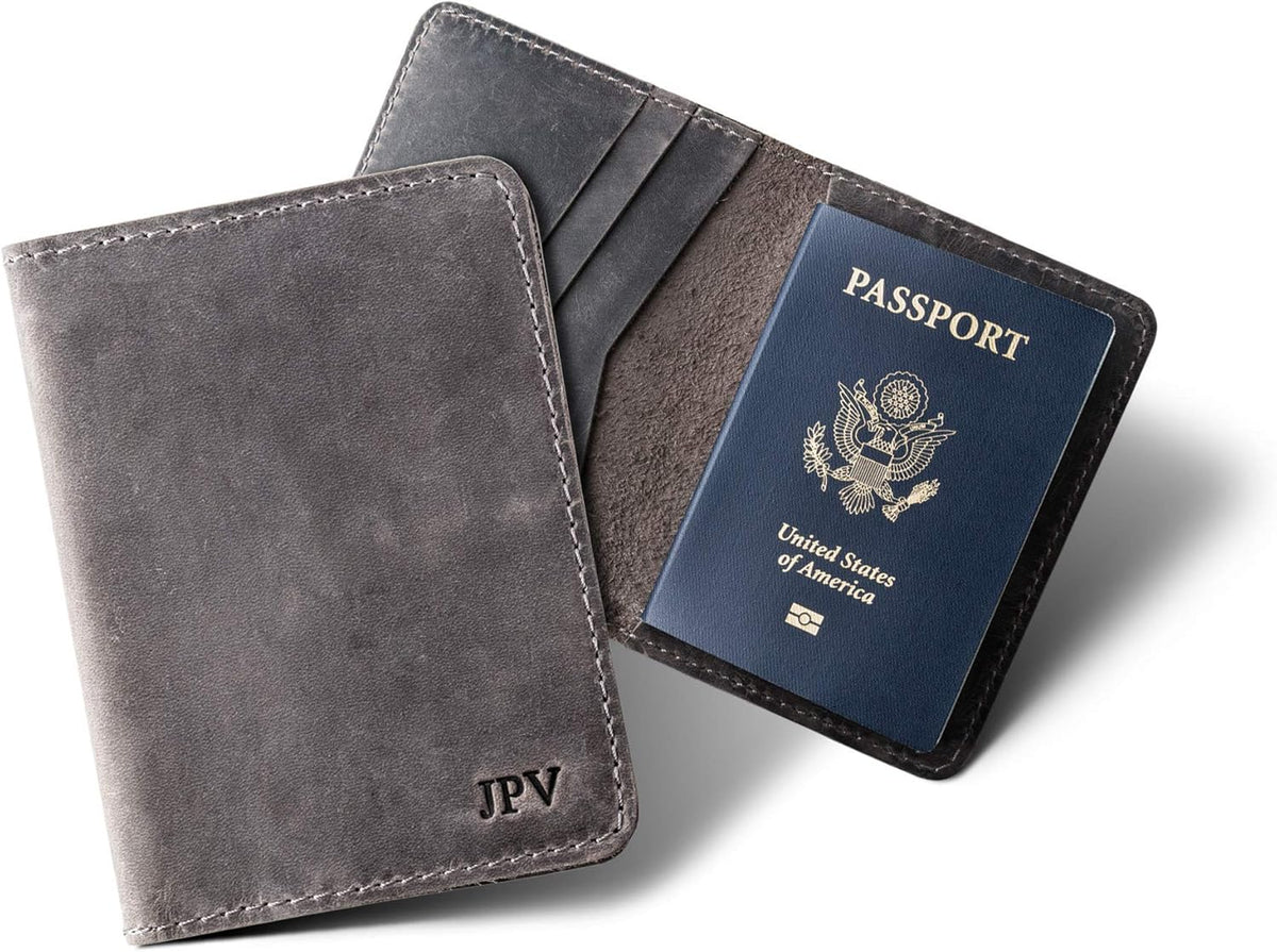 Personalized Leather, Passport Holder For Travel | Handmade Passport Wallet Cover Case | Travel Document Holder, Passport Cover for Men, Women, and Family | Pike (Alpine Whiskey)