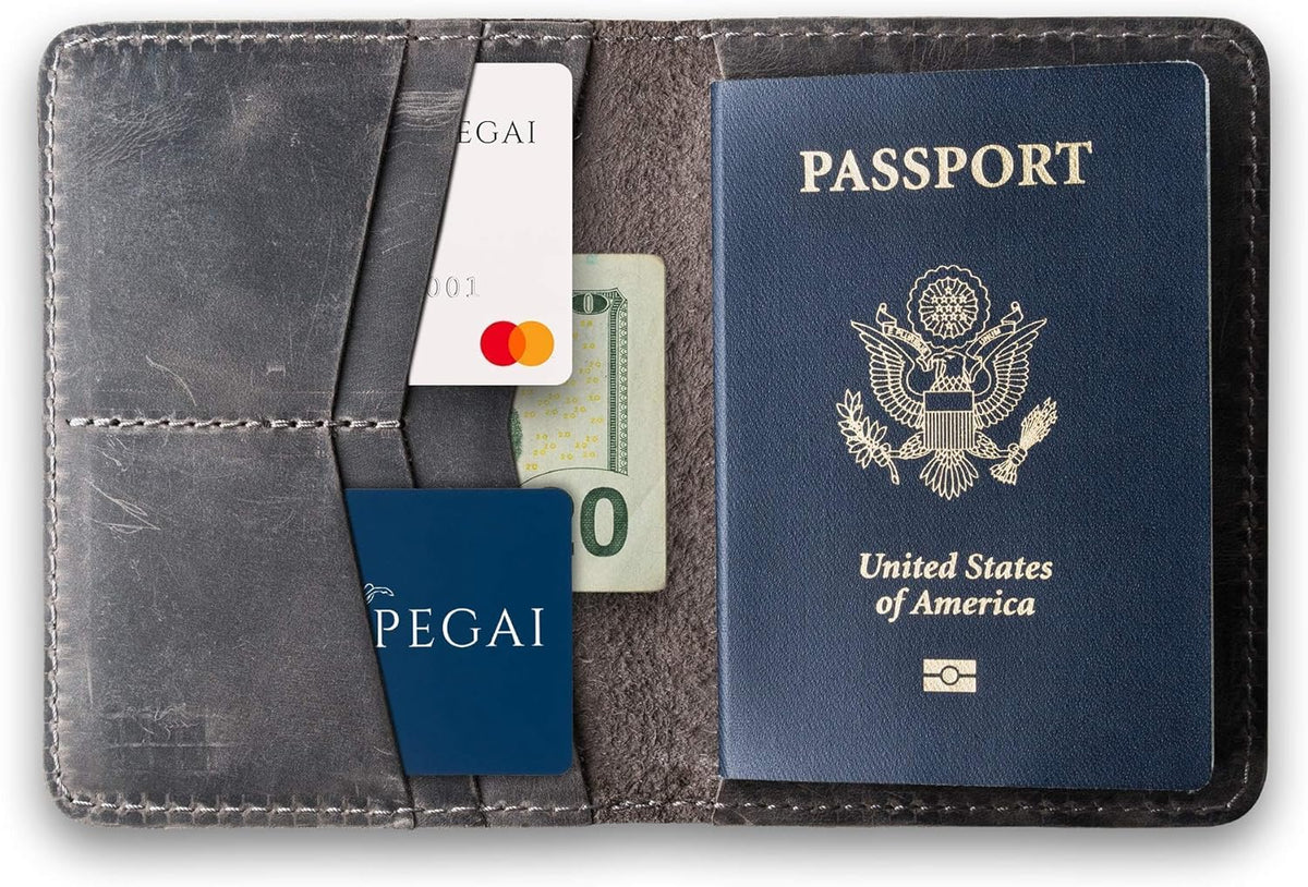 Personalized Leather, Passport Holder For Travel | Handmade Passport Wallet Cover Case | Travel Document Holder, Passport Cover for Men, Women, and Family | Pike (Alpine Whiskey)
