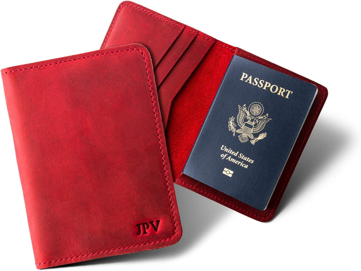 Personalized Leather, Passport Holder For Travel | Handmade Passport Wallet Cover Case | Travel Document Holder, Passport Cover for Men, Women, and Family | Pike (Alpine Whiskey)