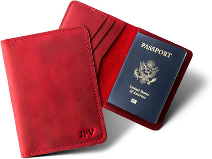 Personalized Leather, Passport Holder For Travel | Handmade Passport Wallet Cover Case | Travel Document Holder, Passport Cover for Men, Women, and Family | Pike (Alpine Whiskey)