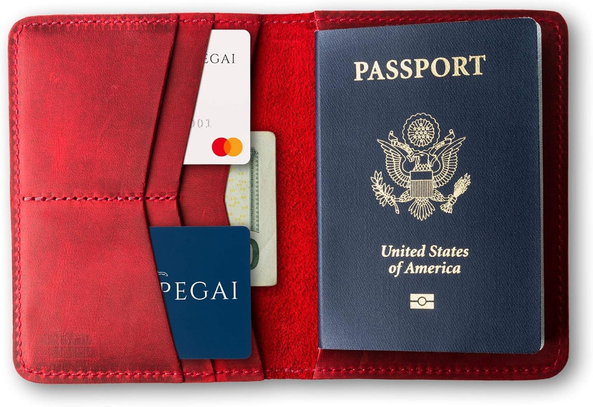 Personalized Leather, Passport Holder For Travel | Handmade Passport Wallet Cover Case | Travel Document Holder, Passport Cover for Men, Women, and Family | Pike (Alpine Whiskey)