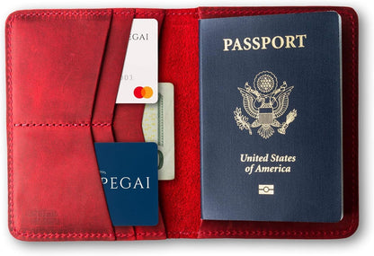 Personalized Leather, Passport Holder For Travel | Handmade Passport Wallet Cover Case | Travel Document Holder, Passport Cover for Men, Women, and Family | Pike (Alpine Whiskey)