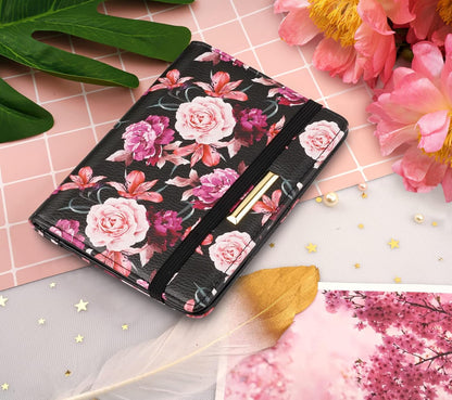Passport Cover Holder,Travel Wallet Credit Card Holder RFID Blocking Passport Wallets for Women and Men with Photo Slot, Gold Pink Marble