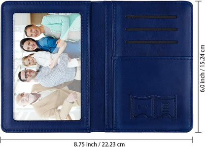 Passport Cover Holder,Travel Wallet Credit Card Holder RFID Blocking Passport Wallets for Women and Men with Photo Slot, Gold Pink Marble