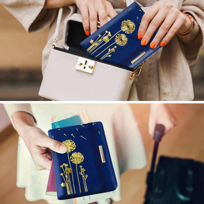 Passport Cover Holder,Travel Wallet Credit Card Holder RFID Blocking Passport Wallets for Women and Men with Photo Slot, Gold Pink Marble
