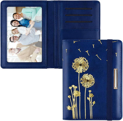 Passport Cover Holder,Travel Wallet Credit Card Holder RFID Blocking Passport Wallets for Women and Men with Photo Slot, Gold Pink Marble