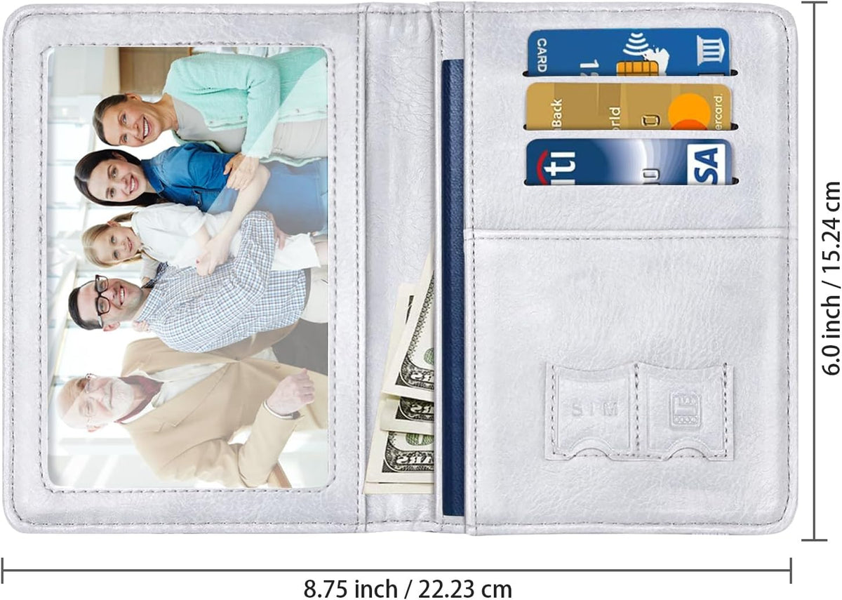 Passport Cover Holder,Travel Wallet Credit Card Holder RFID Blocking Passport Wallets for Women and Men with Photo Slot, Gold Pink Marble