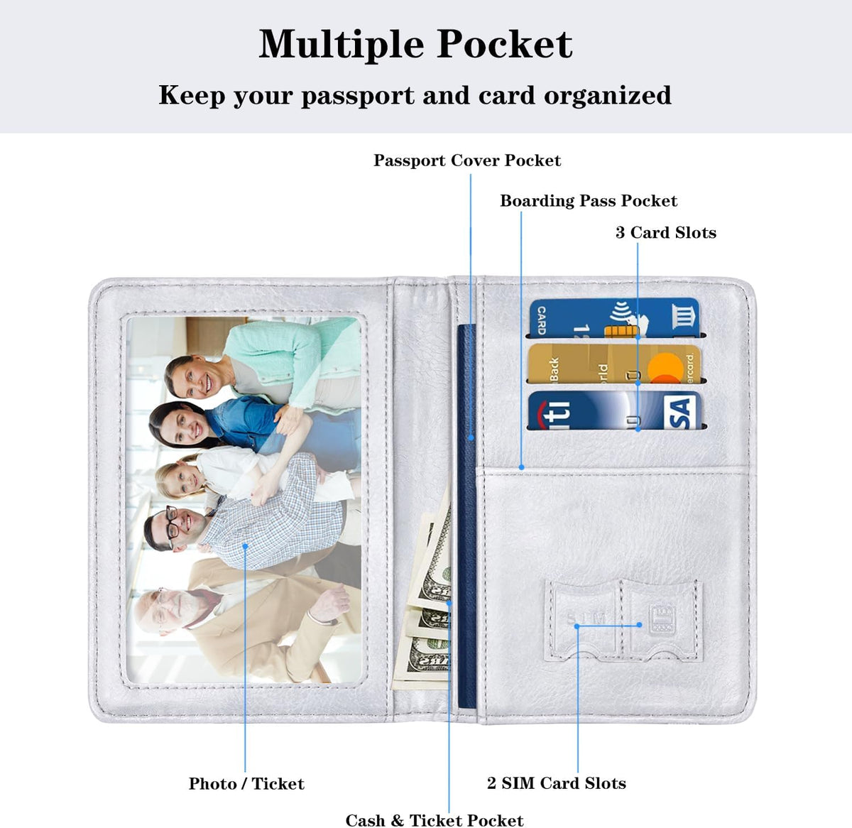 Passport Cover Holder,Travel Wallet Credit Card Holder RFID Blocking Passport Wallets for Women and Men with Photo Slot, Gold Pink Marble