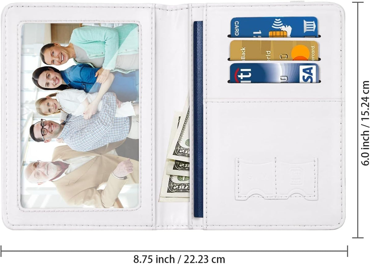 Passport Cover Holder,Travel Wallet Credit Card Holder RFID Blocking Passport Wallets for Women and Men with Photo Slot, Gold Pink Marble