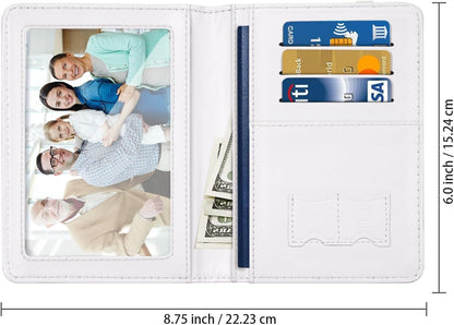 Passport Cover Holder,Travel Wallet Credit Card Holder RFID Blocking Passport Wallets for Women and Men with Photo Slot, Gold Pink Marble