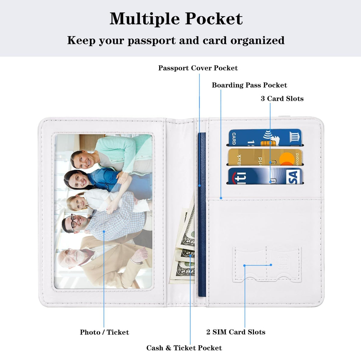 Passport Cover Holder,Travel Wallet Credit Card Holder RFID Blocking Passport Wallets for Women and Men with Photo Slot, Gold Pink Marble