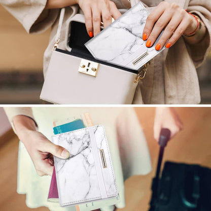 Passport Cover Holder,Travel Wallet Credit Card Holder RFID Blocking Passport Wallets for Women and Men with Photo Slot, Gold Pink Marble