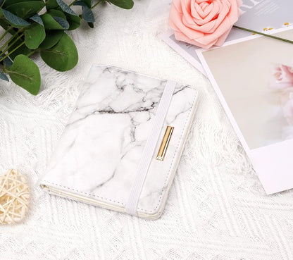 Passport Cover Holder,Travel Wallet Credit Card Holder RFID Blocking Passport Wallets for Women and Men with Photo Slot, Gold Pink Marble