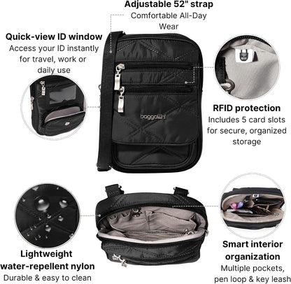 Journey Crossbody Bags for Women 9x6 Small Lightweight Travel Handbag W/RFID