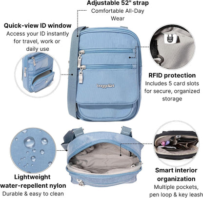 Journey Crossbody Bags for Women 9x6 Small Lightweight Travel Handbag W/RFID