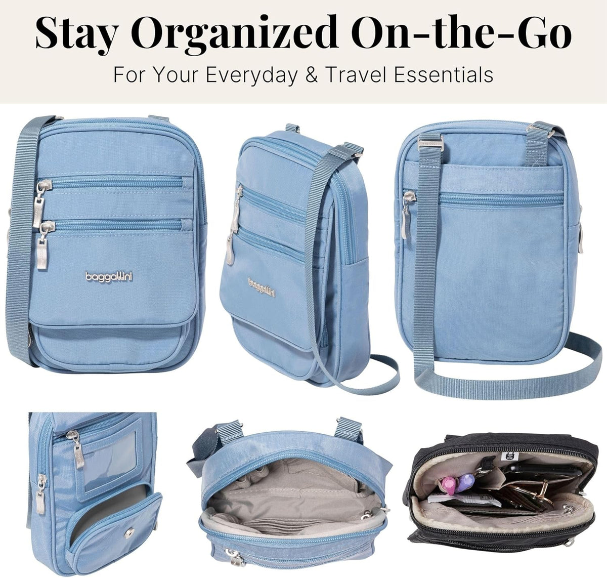 Journey Crossbody Bags for Women 9x6 Small Lightweight Travel Handbag W/RFID