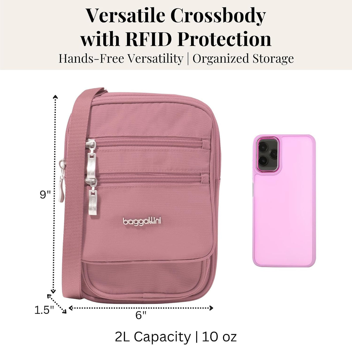Journey Crossbody Bags for Women 9x6 Small Lightweight Travel Handbag W/RFID