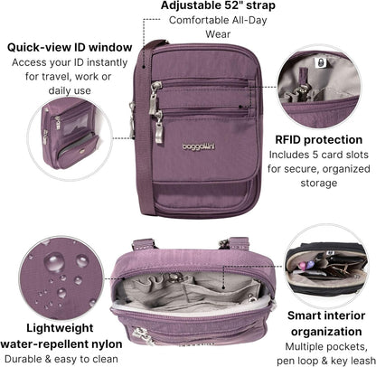 Journey Crossbody Bags for Women 9x6 Small Lightweight Travel Handbag W/RFID