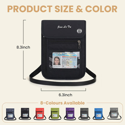 Passport Holder for Travel, RFID Passport Wallet with Visual Window Design, Multifunctional Document Organizer, Waterproof Travel Pouch Neck Wallet for Men and Women, Red