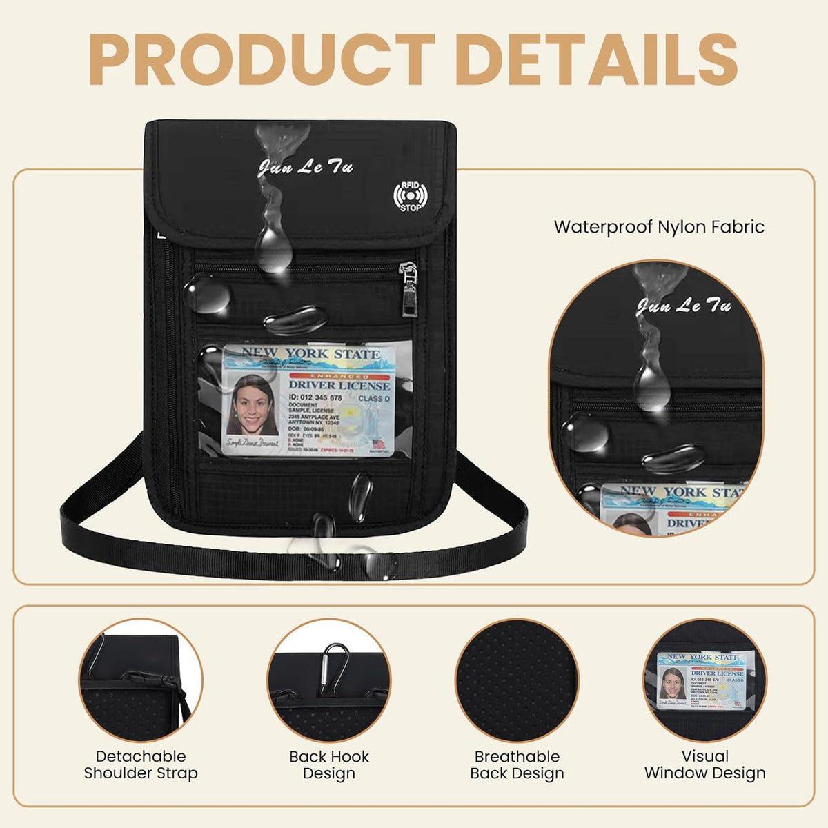 Passport Holder for Travel, RFID Passport Wallet with Visual Window Design, Multifunctional Document Organizer, Waterproof Travel Pouch Neck Wallet for Men and Women, Red