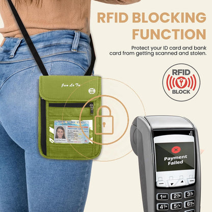 Passport Holder for Travel, RFID Passport Wallet with Visual Window Design, Multifunctional Document Organizer, Waterproof Travel Pouch Neck Wallet for Men and Women, Red