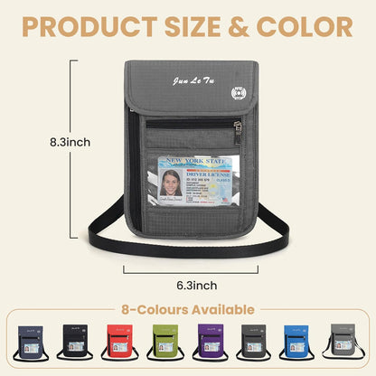 Passport Holder for Travel, RFID Passport Wallet with Visual Window Design, Multifunctional Document Organizer, Waterproof Travel Pouch Neck Wallet for Men and Women, Red