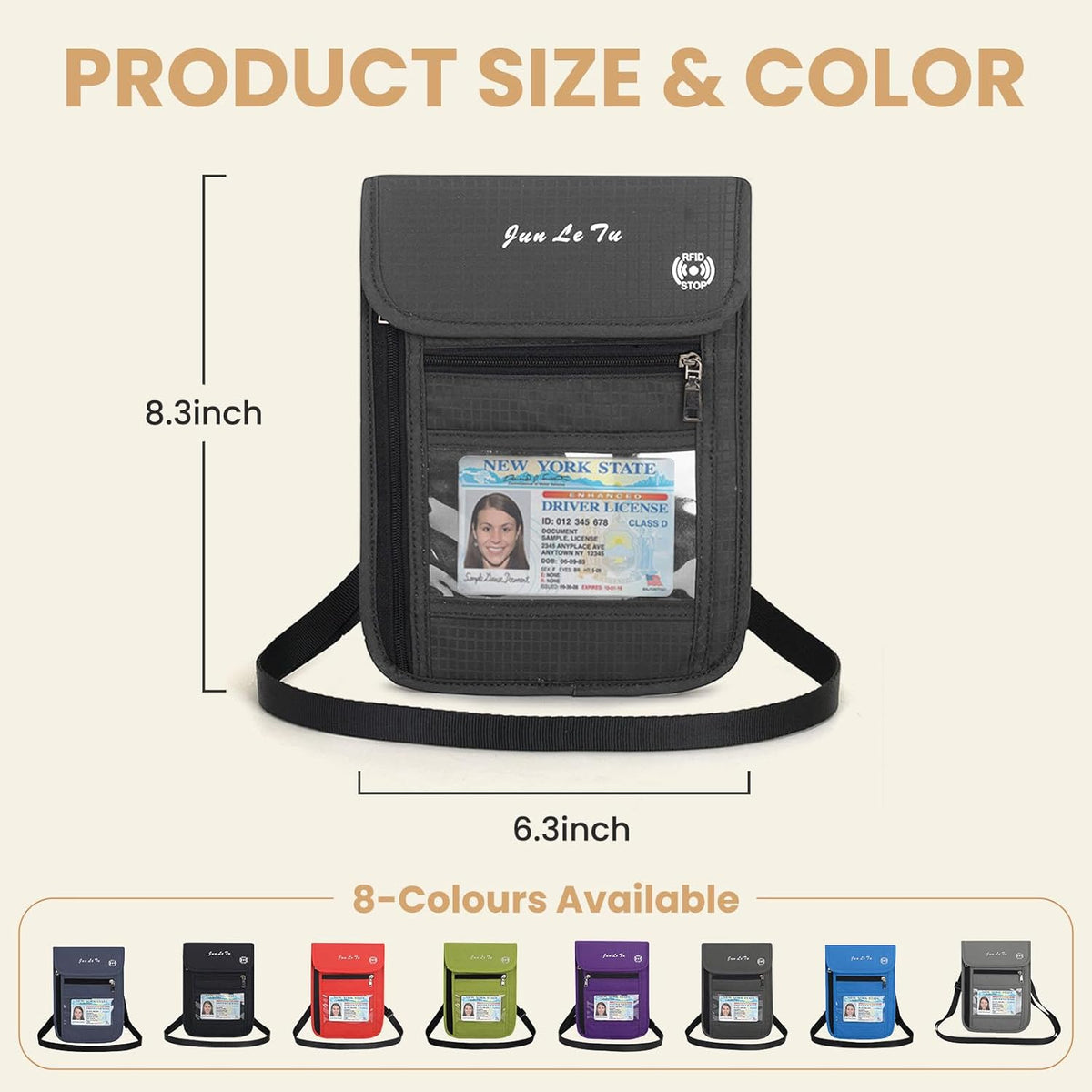 Passport Holder for Travel, RFID Passport Wallet with Visual Window Design, Multifunctional Document Organizer, Waterproof Travel Pouch Neck Wallet for Men and Women, Red