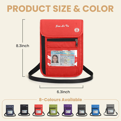 Passport Holder for Travel, RFID Passport Wallet with Visual Window Design, Multifunctional Document Organizer, Waterproof Travel Pouch Neck Wallet for Men and Women, Red