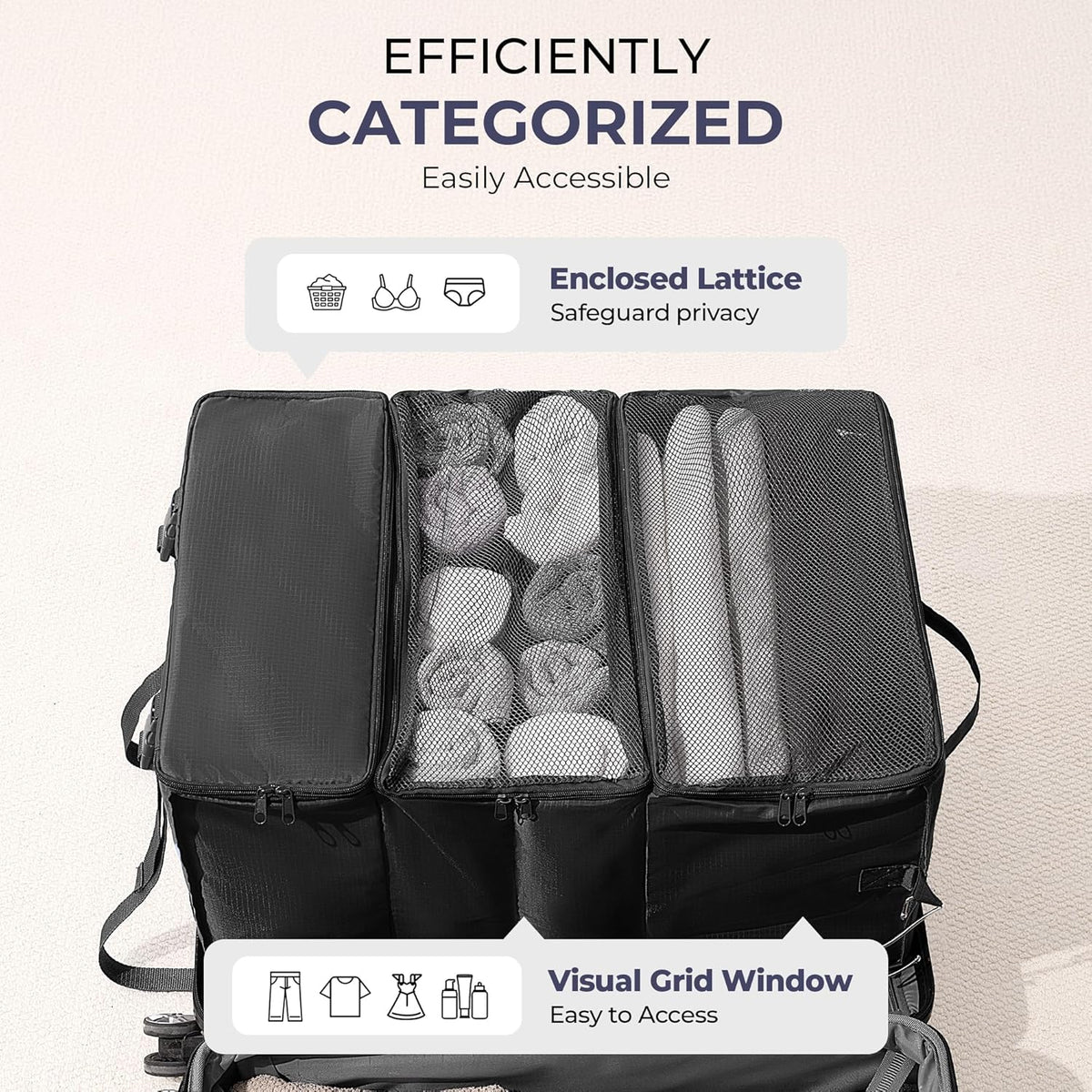 Hanging Packing Cubes for Travel, Large Portable Hanging Suitcase Organizer, Foldable Compression Luggage Organizer Bags for Clothes, Carry on Closet Suitcase, XL-Blue Travel Shelves