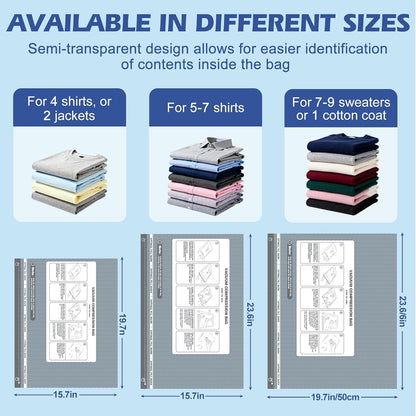 Vacuum Storage Bags, 10 Small Space Saver Bags with Hand Pump 80% Space Saver Vacuum Seal Bags Vacuum Seal Compression Bags for Clothes, Travel Luggage, Closet, Dorm, Moving