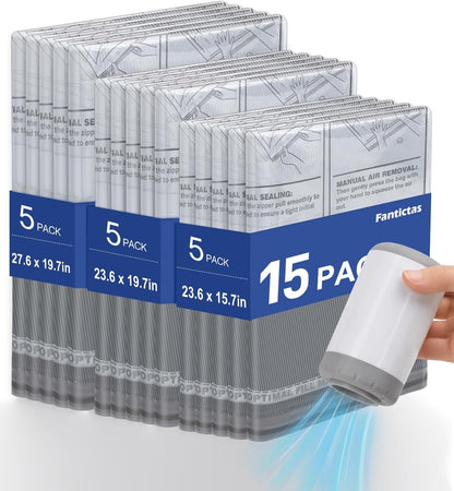 Vacuum Storage Bags, 10 Small Space Saver Bags with Hand Pump 80% Space Saver Vacuum Seal Bags Vacuum Seal Compression Bags for Clothes, Travel Luggage, Closet, Dorm, Moving