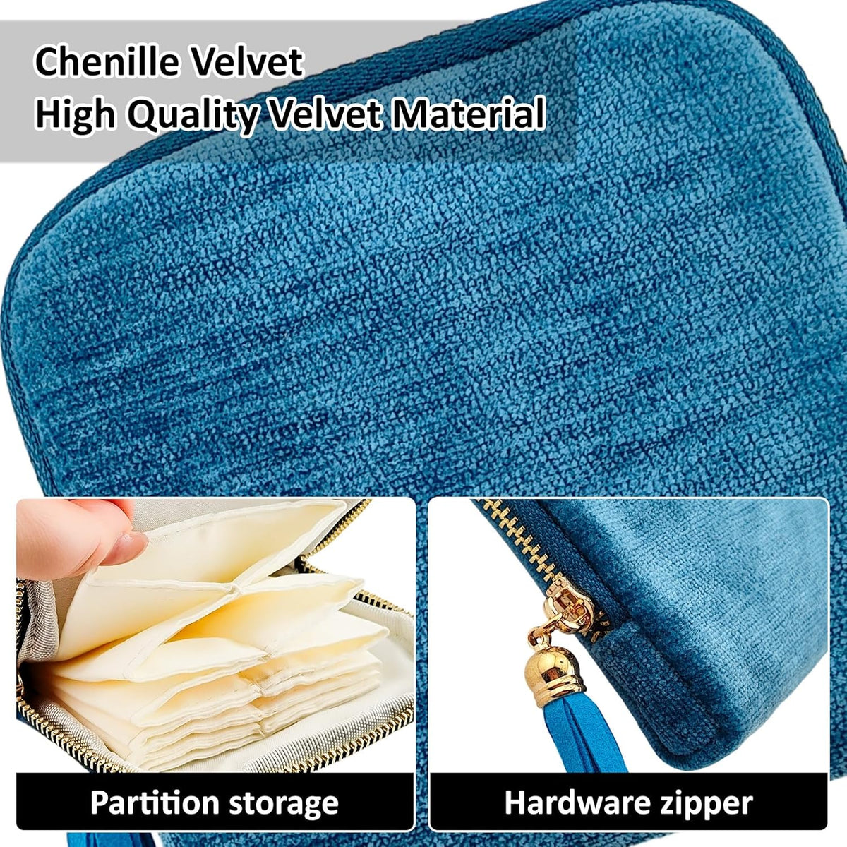 Small Travel Jewelry Case, Portable Soft Velvet Organizer Pouch,Organizer Pouch with 5 Compartments Pocket,for Bangle, Bracelets, Large Earrings, Beaded necklace, Women Gifts for Travel (Olive Green)