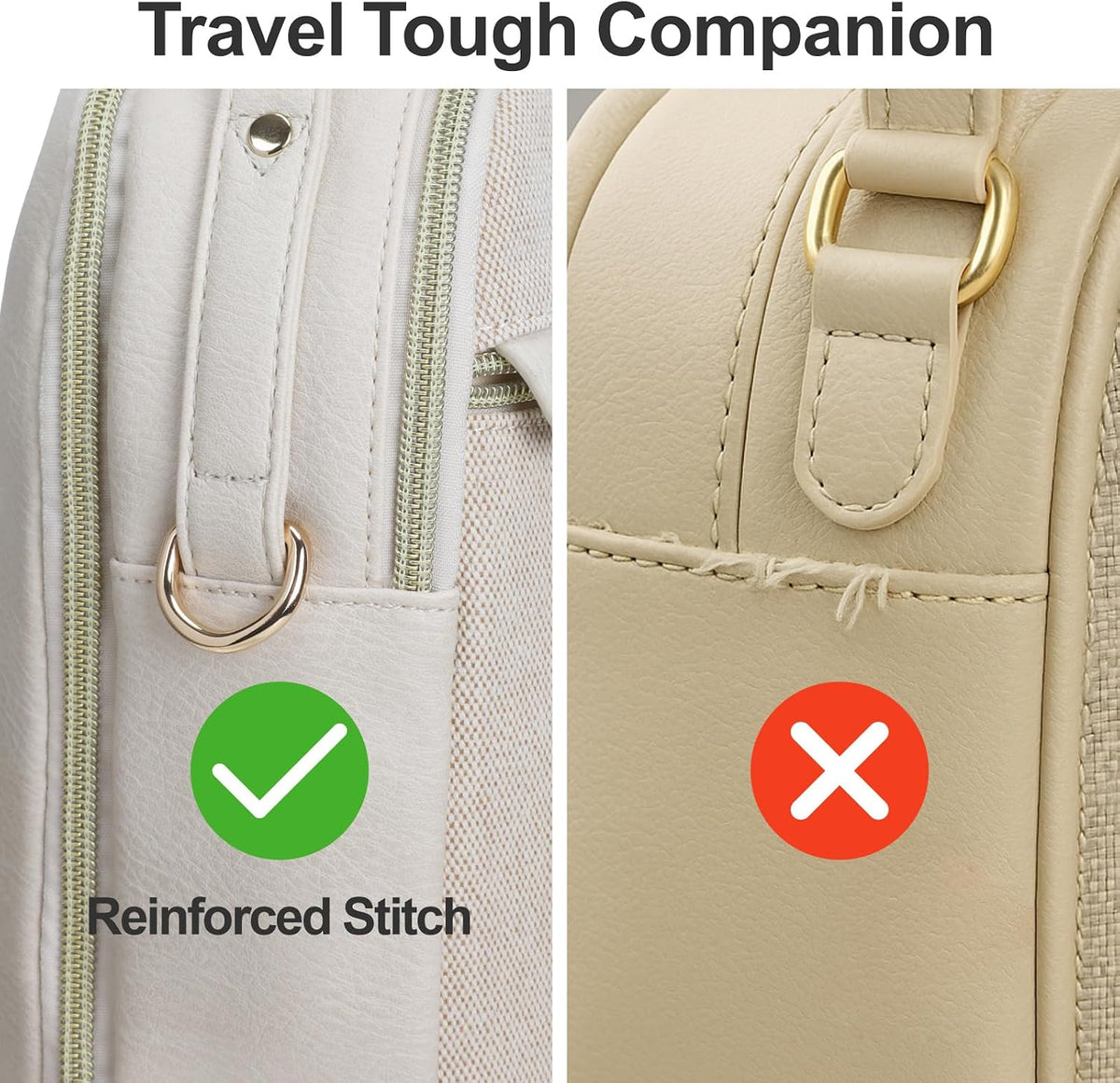 Sling Bag for Women - Canvas Crossbody Bag, 7 Pockets, Beige | Smart Organization, Hidden Back Pocket, Adjustable Strap, Leather Bottom, Fits iPad Mini, Travel Essentials, with Gift Box