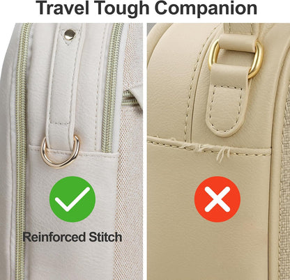 Sling Bag for Women - Canvas Crossbody Bag, 7 Pockets, Beige | Smart Organization, Hidden Back Pocket, Adjustable Strap, Leather Bottom, Fits iPad Mini, Travel Essentials, with Gift Box