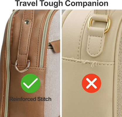 Sling Bag for Women - Canvas Crossbody Bag, 7 Pockets, Beige | Smart Organization, Hidden Back Pocket, Adjustable Strap, Leather Bottom, Fits iPad Mini, Travel Essentials, with Gift Box